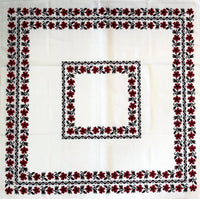 Small Red/Black Floral Tablecloth 36" x 36"