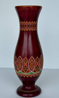 Vintage Carved Painted Wooden Vase