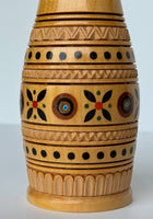 Wooden Vase with inlay, carving