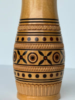 Wooden Vase with inlay, carving