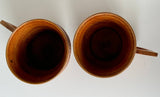 Set of 2 Carved Wooden decorative mugs with inlay