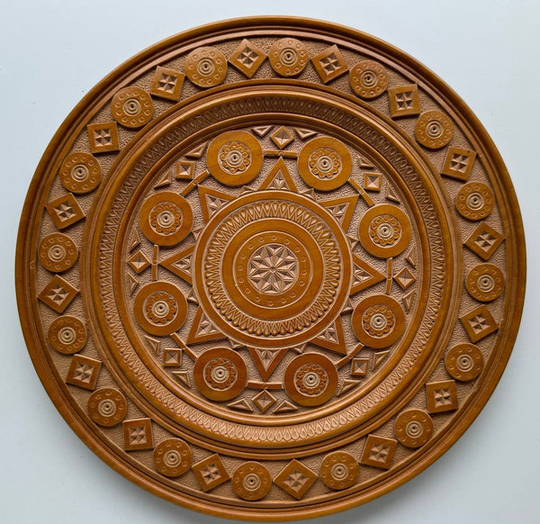 Carved Wooden Plate - Signed