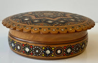 Large Round Wooden Box with inlay