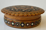 Large Round Wooden Box with inlay