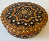 Large Round Wooden Box with inlay