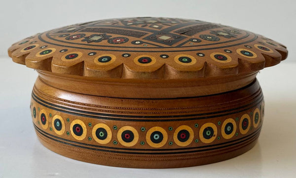 Medium Round Wooden Box with inlay