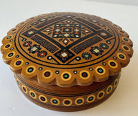 Medium Round Wooden Box with inlay