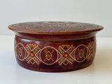 Vintage Medium Round Carved Painted Wooden Box