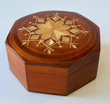 Small Round Straw Design Wooden Box