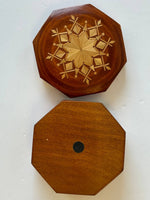 Small Round Straw Design Wooden Box