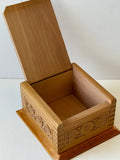 Small Square Carved Wooden Box