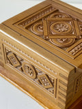 Small Square Carved Wooden Box