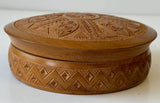 Medium Round Carved Wooden Box