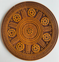 Wooden Plate "Sunflowers" with Inlay, carving