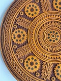 Wooden Plate "Sunflowers" with Inlay, carving