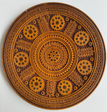 Wooden Plate "Sunflowers" with Inlay, carving