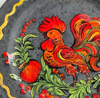 Ceramic Painted "Rooster" Plate - V. Trycieckyj