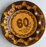 Carved 60th Wooden Plate