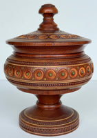 Dark Wooden Carved Urn - Signed