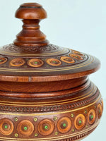 Dark Wooden Carved Urn - Signed