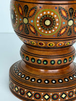 Small Wooden Urn with inlay, carving