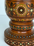 Small Wooden Urn with inlay, carving