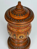 Small Wooden Urn with inlay, carving