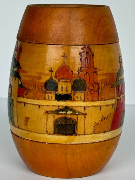 Carved, Painted Wooden Vase