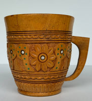 Carved, Inlaid Wooden cup/pencil holder/vase