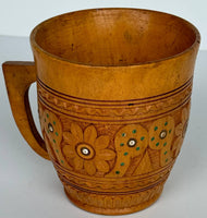 Carved, Inlaid Wooden cup/pencil holder/vase