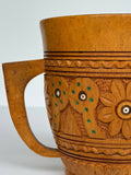 Carved, Inlaid Wooden cup/pencil holder/vase