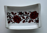 Rose Embroidery Design Scroll Plate - Porcelain