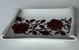 Rose Embroidery Design Scroll Plate - Porcelain