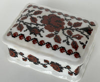 Rose Embroidery Design Square Box - Porcelain