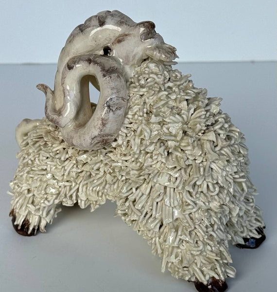 Glazed Ceramic Ram "Baran" in white