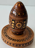 Wooden Inlay Pysanka on Stand (goose sized)