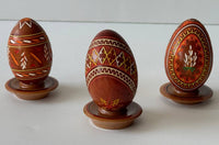 Carved Painted Wooden Pysanka w/stand (assorted)