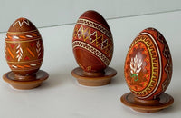 Carved Painted Wooden Pysanka w/stand (assorted)