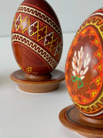 Carved Painted Wooden Pysanka w/stand (assorted)