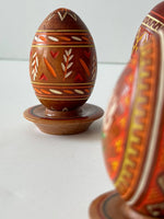 Carved Painted Wooden Pysanka w/stand (assorted)