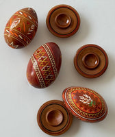 Carved Painted Wooden Pysanka w/stand (assorted)