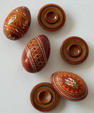 Carved Painted Wooden Pysanka w/stand (assorted)