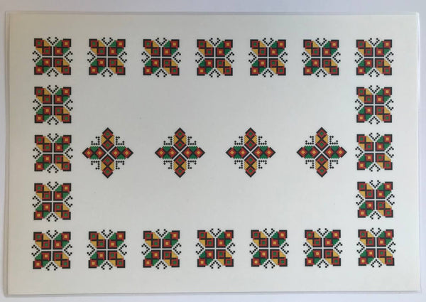 Laminated placemat with embroidery design