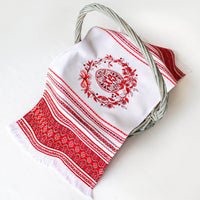 Woven Easter Rushnyk, red design - Basket Cover