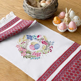 XB Woven Rushnyk, red embroidery, 3 pysanky in vinok - Basket cover
