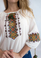 Traditional vyshyvanka orange on white