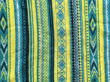 Blue and Yellow Embroidery Design Triangular Shawl 48" wide x 22" high