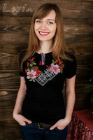 Ladies Shypshyna-Rosehips embroidered shirt - black