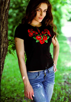 Ladies Poppy Fields embroidered shirt - black