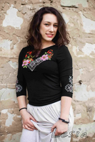 Ladies ¾ sleeve Rosehip shirt on black